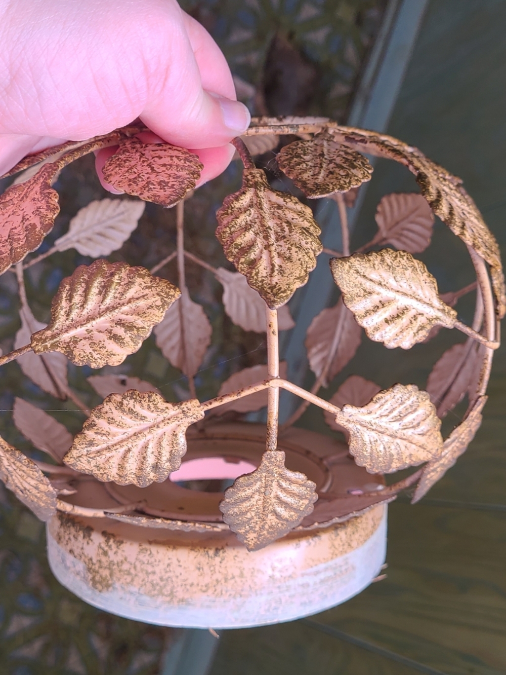 Vintage Gold Leaf Metal Light Fixture